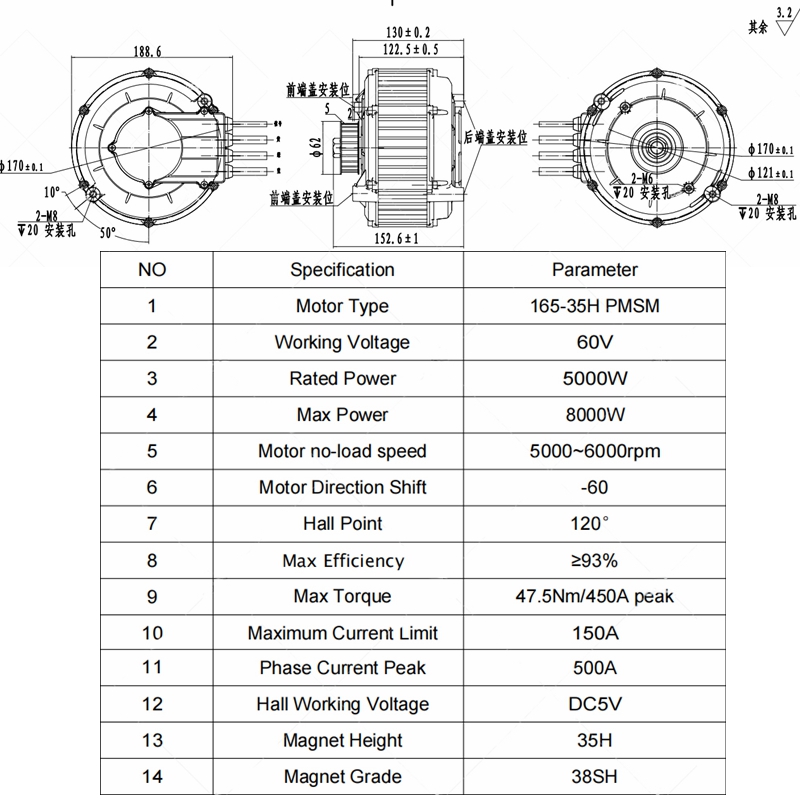 QSMOTOR 165 35H 5000W Mid-driv - Mid Drive Motor Kit 72V 5000W recension och pris